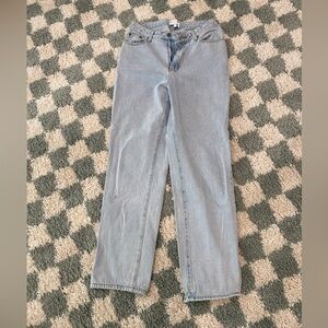 Meshki light washed denim split hem jeans